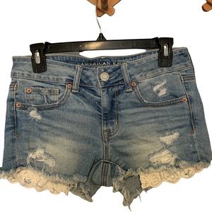 Lace Pocket American Eagle Outfitters Cutoff Denim Shorts